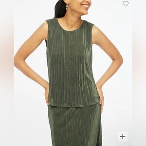 JCrew Plisse Shell Top & Midi Skirt